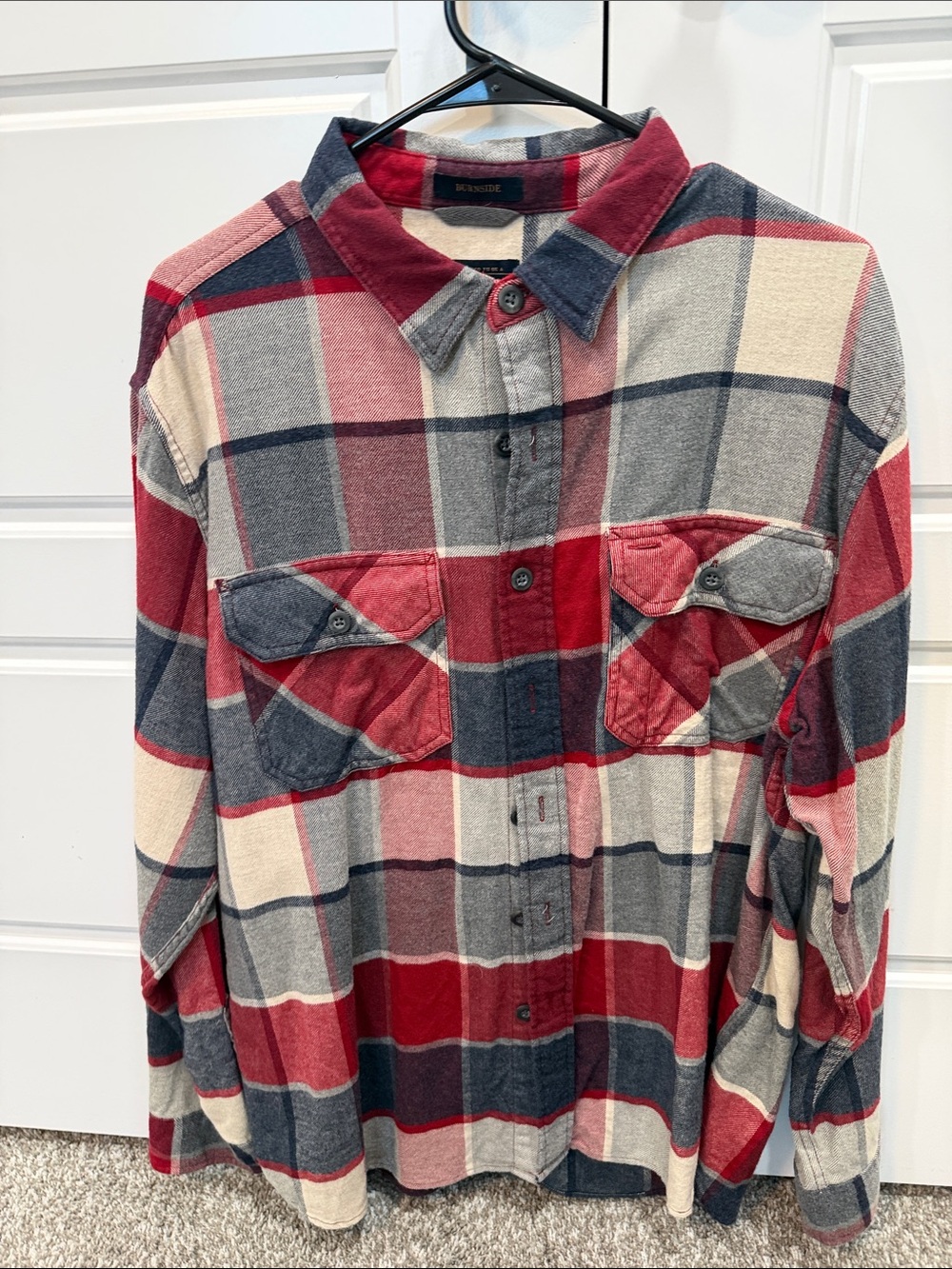 Pendleton Burnside Men's cotton Red and Gray Plaid Button-Up Shirt